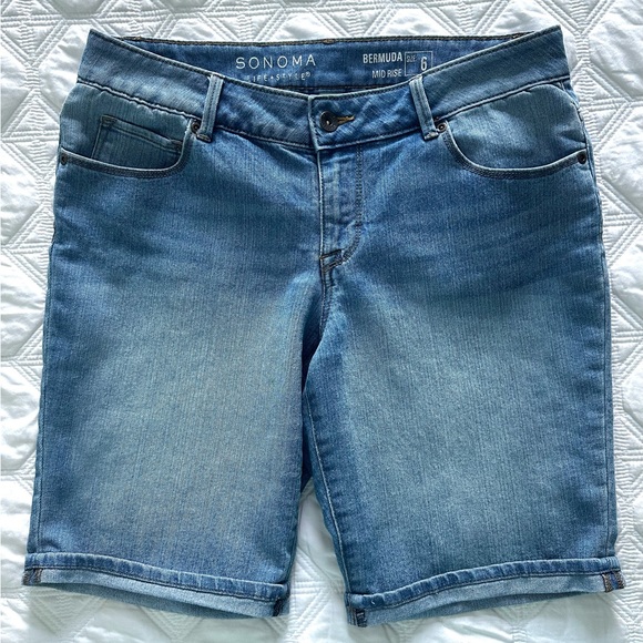 Sonoma, Life & Style Bermuda Shorts Size 6 Medium Blue Mid Rise NWOT - Picture 1 of 10